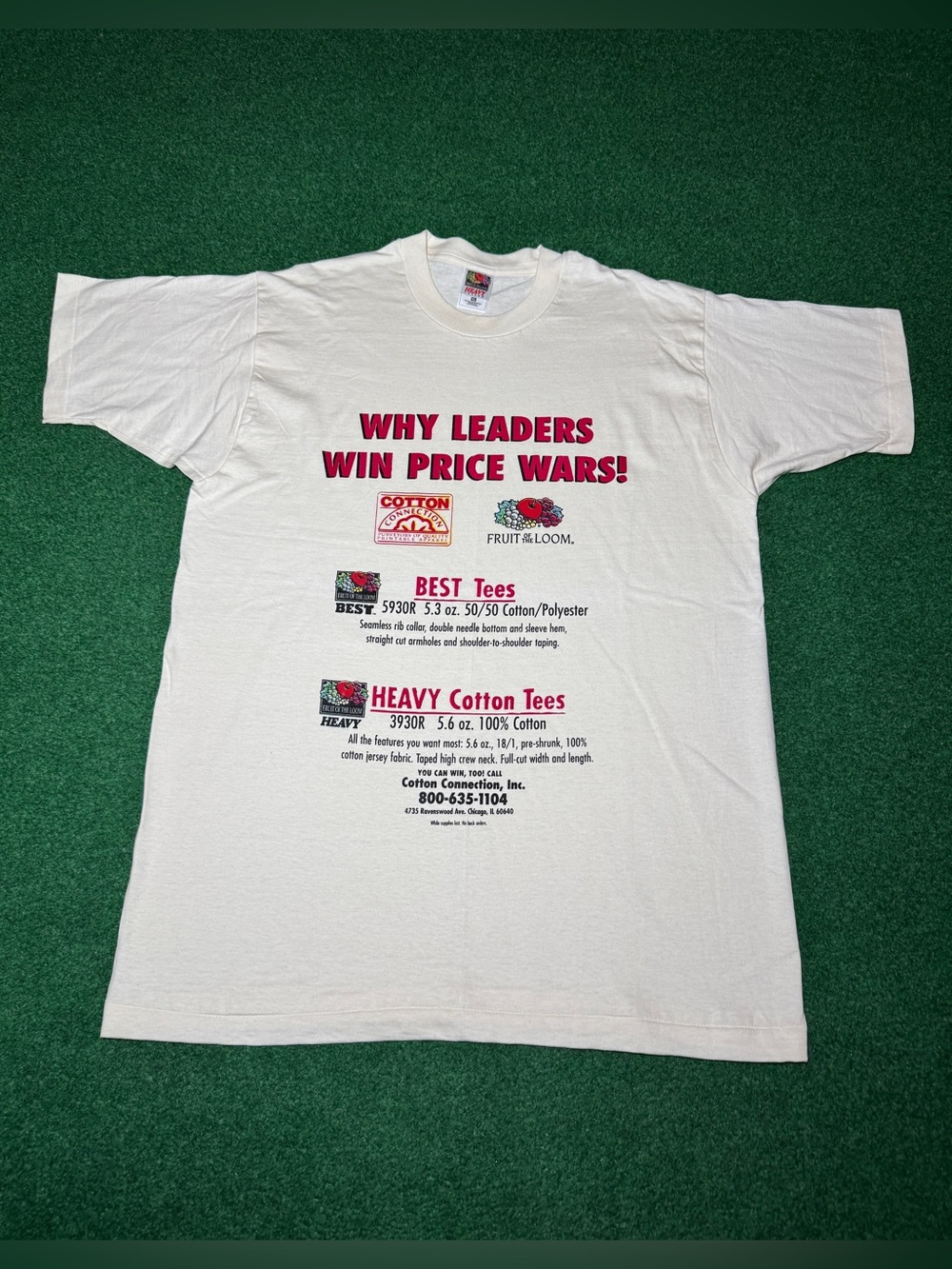 Fruit Of The Loom Promotional Vintage RARE XL Logo Cornucopia T Shirt